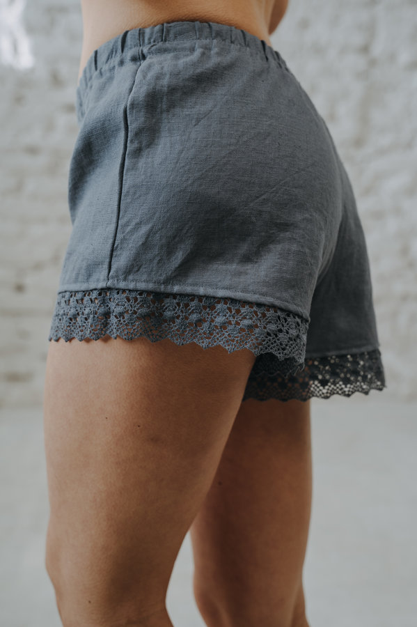 LINEN SHORTS | PIGEON BLUE